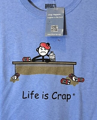 Crap Happens XL Tee Shirt NWT Hangover Office Desk Beer Business Work Blue - Image 1 of 4