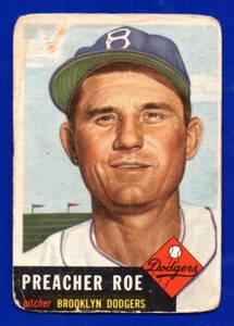 PREACHER ROE dodgers 1953 TOPPS #254 