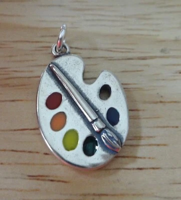 15 x 23 мм из чистого серебра эмаль красный желтый зеленый синий искусства краски художник палитра - Изображение 1 из 3