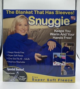 The Original Snuggie Blanket Blue Fleece With Sleeves Open Box - Picture 1 of 4
