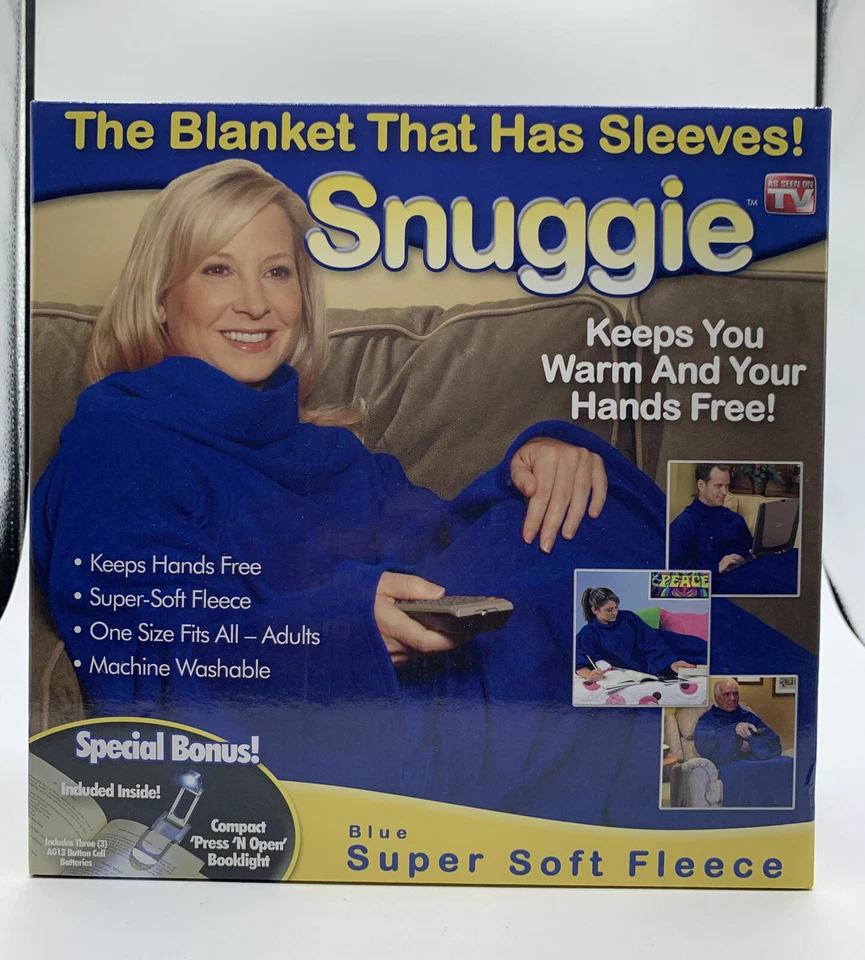The Original Snuggie Blanket Blue Fleece With Sleeves  Open Box - Image 1 of 4