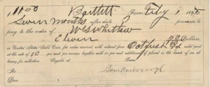 1895 BARTLETT TEXAS SAM RASBOROUGH PROMISSARY WHITLOW - Picture 1 of 1