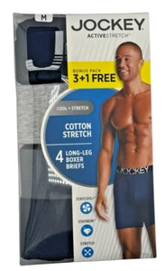 Medium-Jockey Men's ActiveStretch Cotton Stretch Long Leg Boxer Briefs 4-Pk - Picture 1 of 8