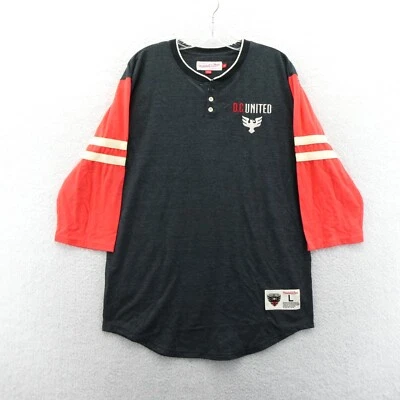 DC United FC Shirt Mens Large Gray Mitchell & Ness Soccer Club Raglan Henley New - Image 1 of 4