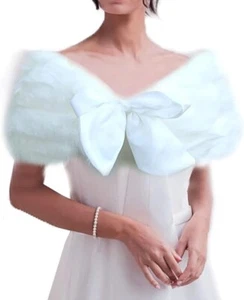 Elegant cremeweiß elfenbein Kunstfell Schal Band Abschlussball Braut Party Hochzeit formell - Bild 1 von 3