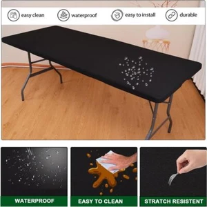 Picnic Table Cloth Stretch Elastic Rectangle Tablecloth Table Cover Outdoor - Picture 1 of 41