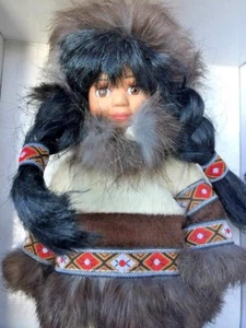 Parka de piel de nabo esquimal vintage GENUINA de Alaska 9" Ártico ❤️j8 - Imagen 1 de 8