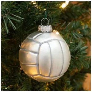 Robert Stanley Volleykugel Ornament Glas 3" Silber Weihnachtsdeko - Bild 1 von 2