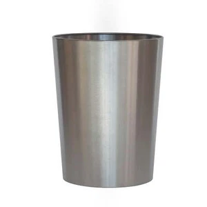 Brushed Nickel Metal Bathroom Wastebasket, 2.2 gal - Picture 1 of 5