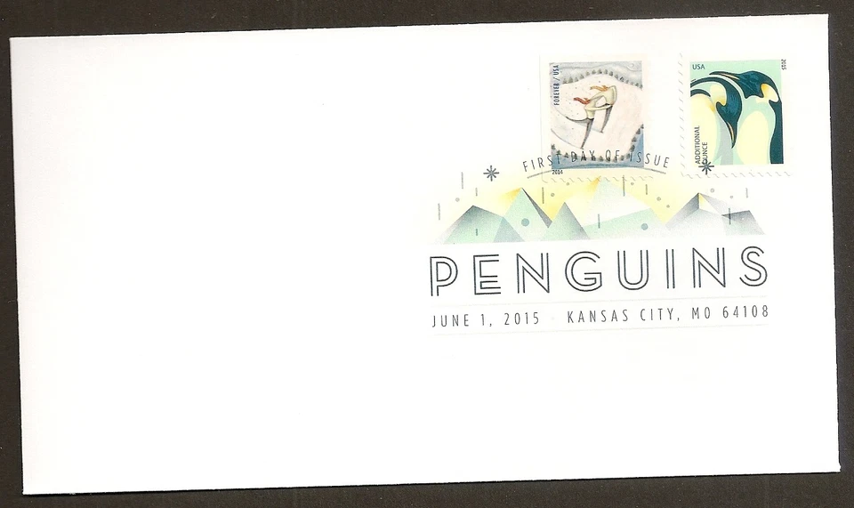 US 4989 Penguins Winter Fun Skaters DCP FDC 2015 - Image 1 of 1