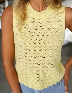 Ladies yellow Lacy Crochet Spring Summer Top Brand New Size 14 lovely - Picture 1 of 6
