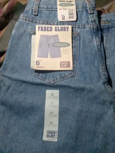 Größe 12 Jeansshorts Vintage Faded Glory Damen Y2K Medium Stone Wash neu 6" Schrittlänge - Bild 1 von 5