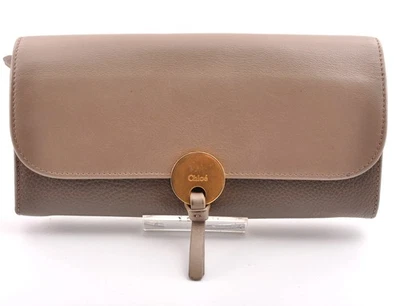 Cartera Larga Chloe Cuero Marfil Rosa Beige Usada Auténtica 10107 Foto 1 de 4