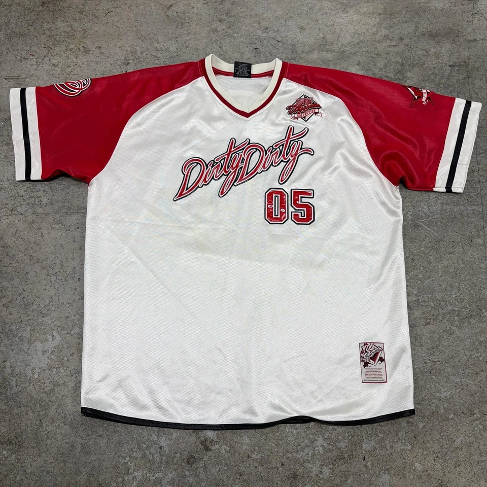 Винтажная мужская рубашка FUBU 3XL серия White Red City Dirty 05 Jersey 00s - Изображение 1 из 4