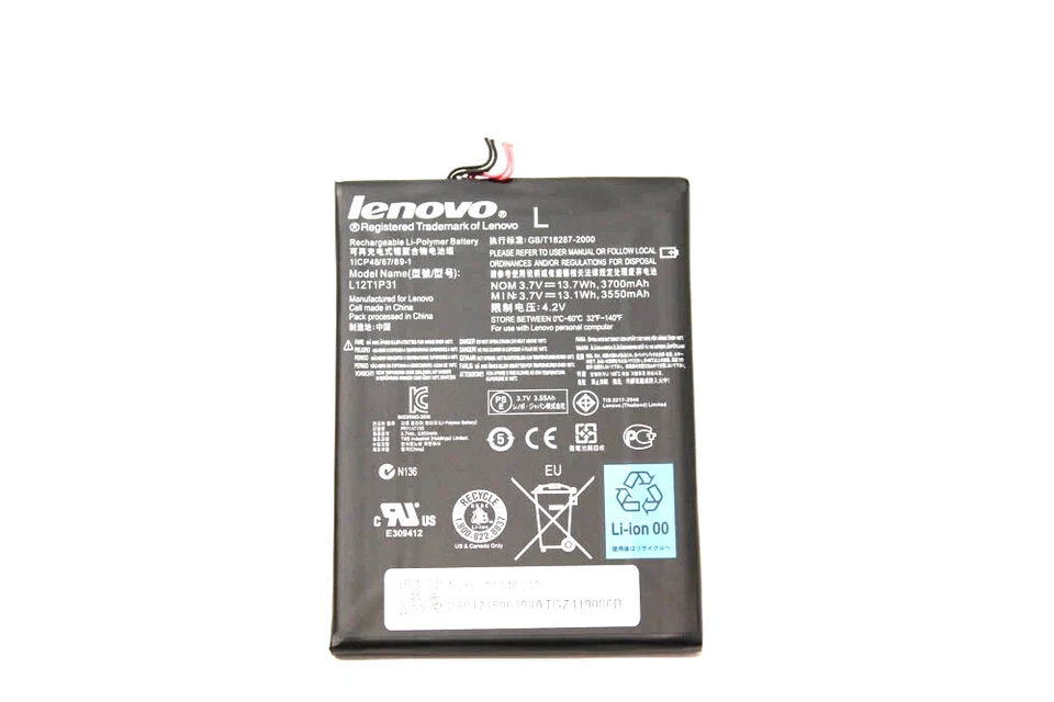 Batería Lenovo IdeaTab 121500198 1 celda 3,7 V 3700 mAh negra A2107 A5000 Foto 1 de 3