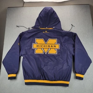 Vintage Champion Mens Jacket Size L University Michigan Full-Zip Hood 90s Y2K - Picture 1 of 13