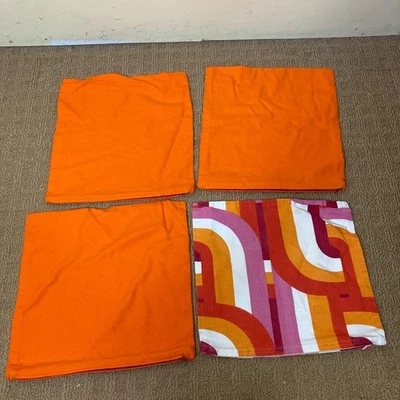 Fundas de almohada vintage naranja rojo retro hechas a mano cierre de cremallera mediados de siglo Foto 1 de 4