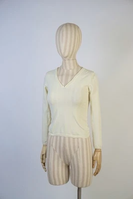 Jil Sander 女式黄油黄色 V 领长袖上衣 36 S 码极简主义 — 第 1/4 张图片