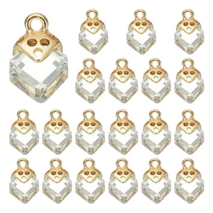 40 Pezzi Charm Strass Cubic Zirconia Quadrato Cristallo, Bianco - Foto 1 di 6