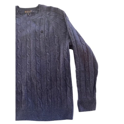 Suéter Brooks Brothers Para Hombre Hilo Italiano Lana Merino Tejido por Cable Cuello Redondo XL Foto 1 de 4