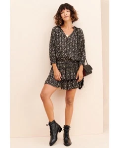 Vestido Current Air Negro Calado Ditsy Floral Anthropologie Manga Larga Talla M Boho - Imagen 1 de 19