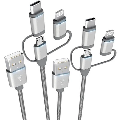 [Apple MFi Certified 3 in 1 Charging Cord Adapter with Lightning/Type-C/Micro... - Image 1 of 4