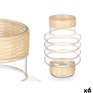 Kerzenschale Gift Decor Durchsichtig natürlich Glas Rattan 18 x 30 x 18 cm [6 - Bild 1 von 3