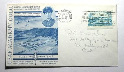 1959 US AIR FORCE ACADEMY OFFICIAL GRADUATION COVER GENERAL HARMON W/SUB STAMP - Image 1 of 4