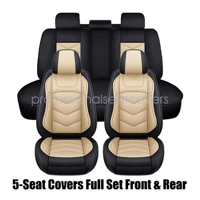 PU Leather Seat Cover Front & Rear Protector Cushion For VOLVO Black & Tan Foto 1 de 4