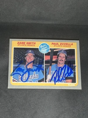 Zane Smith Paul Zuvella 1985 Fleer #651 Atlanta Braves Auto Signed Rookie Card - Image 1 of 4