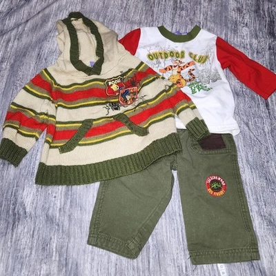 VTG Disney Winnie the Pooh 3-Piece Outfit Set Tigger, Pants, Long Sleeve Bug - Image 1 of 4