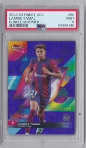 2023-24 Topps Finest UCC Soccer Lamine Yamal Rookie Purple Shimmer  /199 PSA 9 - Picture 1 of 2