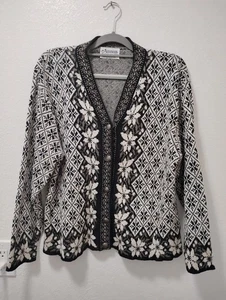Amana Woolen Mill Made In Usa Damen Fair Isle Pullover Zinn Knöpfe XL Baumwolle - Bild 1 von 16