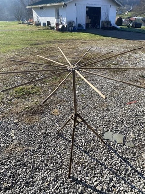 VINTAGE ARTMOORE WOOD & METAL FOLDING 12 ARM CLOTHES DRYING RACK FARMHOUSE - Image 1 of 4