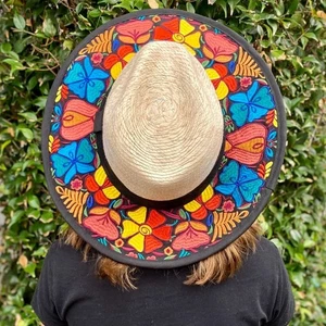 Mexican Artisanal Hat Embroidered Floral Fedora Style - Alcatraz - Bild 1 von 2