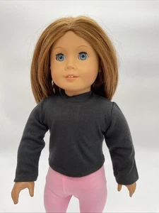 Black T-Shirt fits American Girl Dolls 18 inch Doll Clothes Long Sleeve - Picture 1 of 3