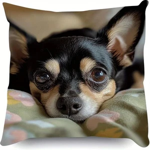 NEW 18"x18" Chihuahua Dog Throw Pillow Cover Pet Lover Home Decor - Picture 1 of 2