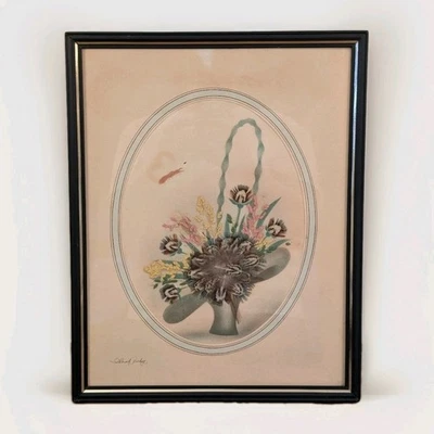 Ida Bisek Procop Painting Prairie Pictures Feather Flower Craft Art Handmade VTG - Image 1 of 4