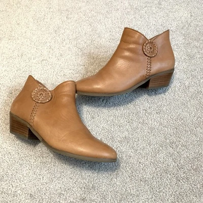 Jack Rogers Botines Mujer 8 Marrón Cuero Medallón Peyton Whipstitch Cremallera Foto 1 de 4