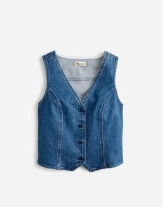 Madewell Women’s Denim Fitted Vest in Medium Indigo Wash NR836 Size 2 NWT - Picture 1 of 7