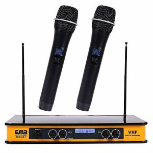 Dual Handheld Wireless Microphone Cordless Receiver for Church, Karaoke w/ Echo