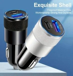 Schnell Auto Ladegerät USB + TYP-C 2 Port Universal Buchse Adapter für iPhone Samsung - Bild 1 von 7