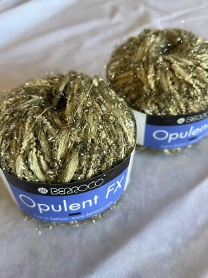 NEW lot of 2 balls Berroco Opulent FX yarn color Gold #7808 - Image 1 of 4