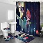 Halloween 4PCS Bathroom Set Shower Curtain Non-Slip Bath Mat Toilet Lid Cover+6