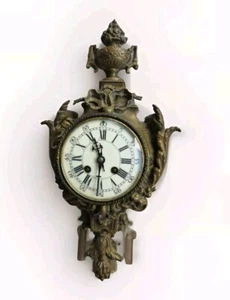 Antiguo Reloj de Pared Cartel Figura Bronce Francés Samuel Martí Medalla de París - Imagen 1 de 23