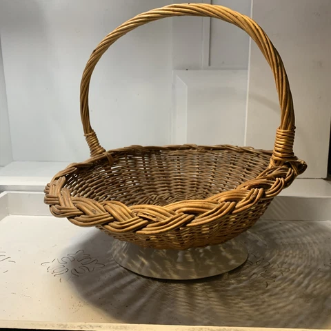 Square ShallowWicker Basket With HandlesVintage Centerpiece?  Mail?  Gathering? Cover