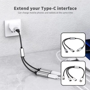 USB C Male to Two USB C Female Splitter Hub Cables For YSSU Charger Y9Y9 C S6X9 - Picture 1 of 10