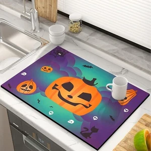Feliz Halloween Calabaza Otoño Plato Estera de Secado 18x24 para Contador de Cocina Truco - Imagen 1 de 7