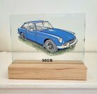 Stained Glass MGB blue car suncatcher & display stand other colours available MG