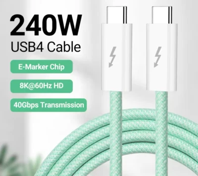 ⚡️Thunderbolt 4 Pro 40Gbps USB4 USB Type C 240W Light Green Data Cable 6 ft - Image 1 of 4